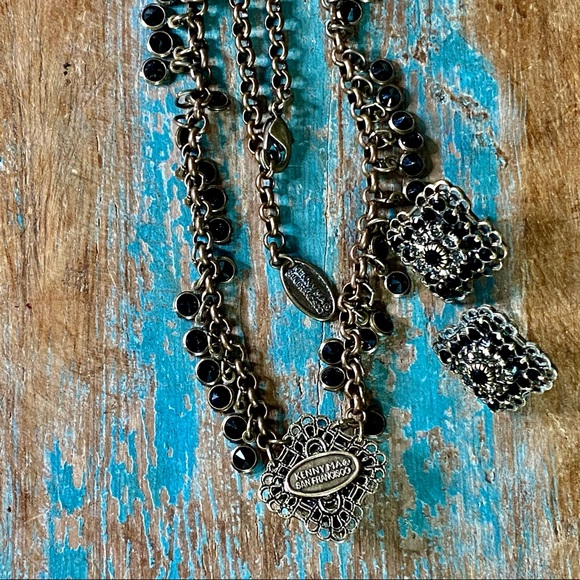 SET! Earrings + Necklace w Dangles Black & Clear Swarovski Crystals by Kenny Ma - Picture 6 of 12